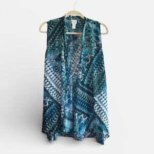 Chico's Teal and Navy Paisley Lightweight Vest